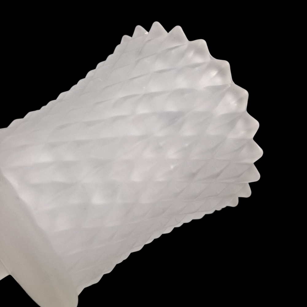 Vintage White Frosted Candle Votive Holders Diamond Cut Peg End 3 3/4" Set Of 2 - Picture 4 of 7